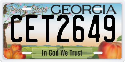 GA license plate CET2649