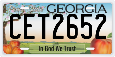 GA license plate CET2652