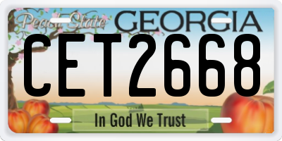 GA license plate CET2668