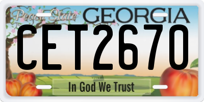 GA license plate CET2670
