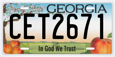 GA license plate CET2671