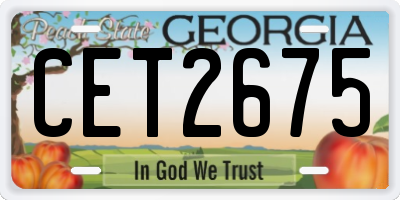 GA license plate CET2675