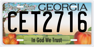 GA license plate CET2716