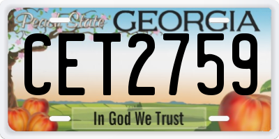 GA license plate CET2759