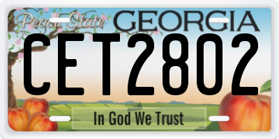 GA license plate CET2802