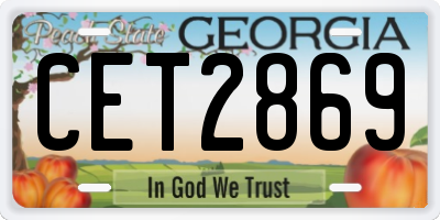 GA license plate CET2869