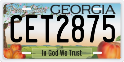GA license plate CET2875