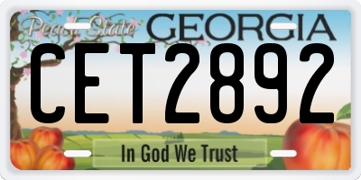 GA license plate CET2892