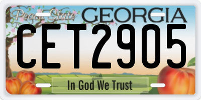 GA license plate CET2905