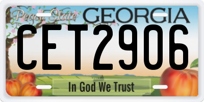 GA license plate CET2906