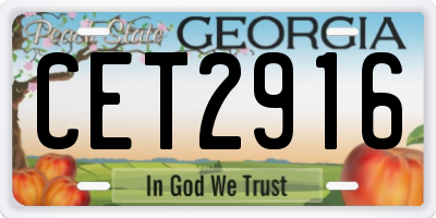 GA license plate CET2916