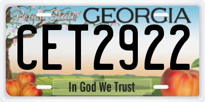 GA license plate CET2922