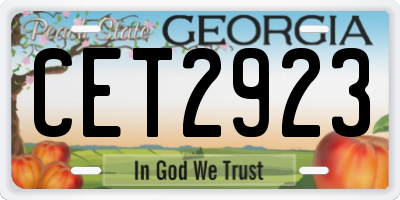 GA license plate CET2923