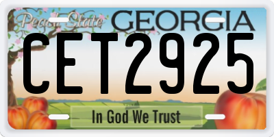 GA license plate CET2925