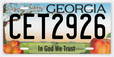 GA license plate CET2926