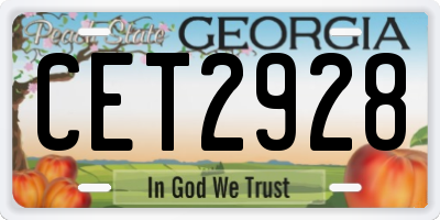 GA license plate CET2928
