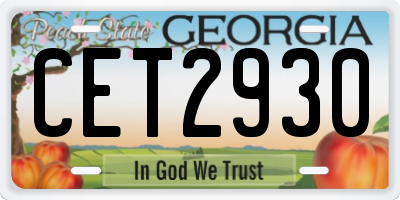 GA license plate CET2930