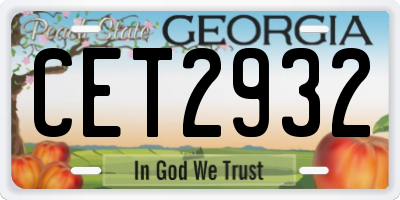 GA license plate CET2932