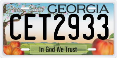 GA license plate CET2933