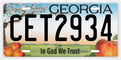 GA license plate CET2934
