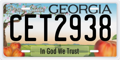 GA license plate CET2938