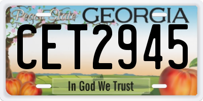 GA license plate CET2945