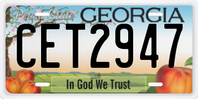 GA license plate CET2947