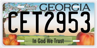 GA license plate CET2953