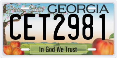 GA license plate CET2981