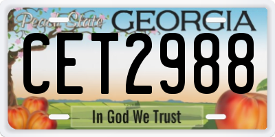 GA license plate CET2988