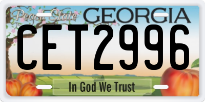 GA license plate CET2996