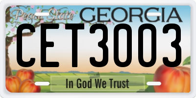 GA license plate CET3003