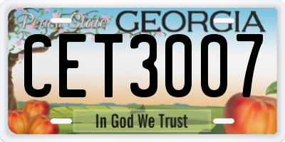 GA license plate CET3007
