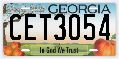 GA license plate CET3054