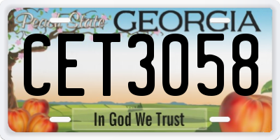 GA license plate CET3058
