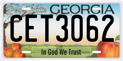 GA license plate CET3062