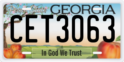 GA license plate CET3063