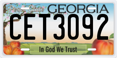 GA license plate CET3092