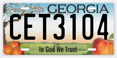 GA license plate CET3104