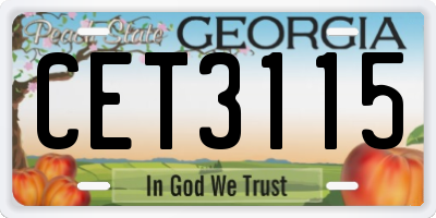 GA license plate CET3115