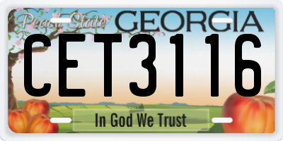 GA license plate CET3116