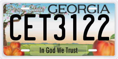 GA license plate CET3122
