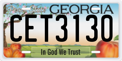 GA license plate CET3130