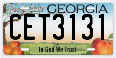 GA license plate CET3131