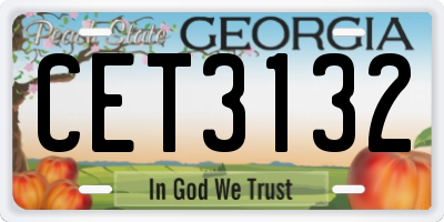 GA license plate CET3132