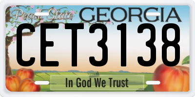 GA license plate CET3138