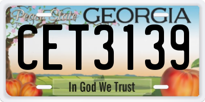 GA license plate CET3139