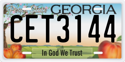 GA license plate CET3144