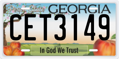 GA license plate CET3149