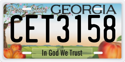 GA license plate CET3158